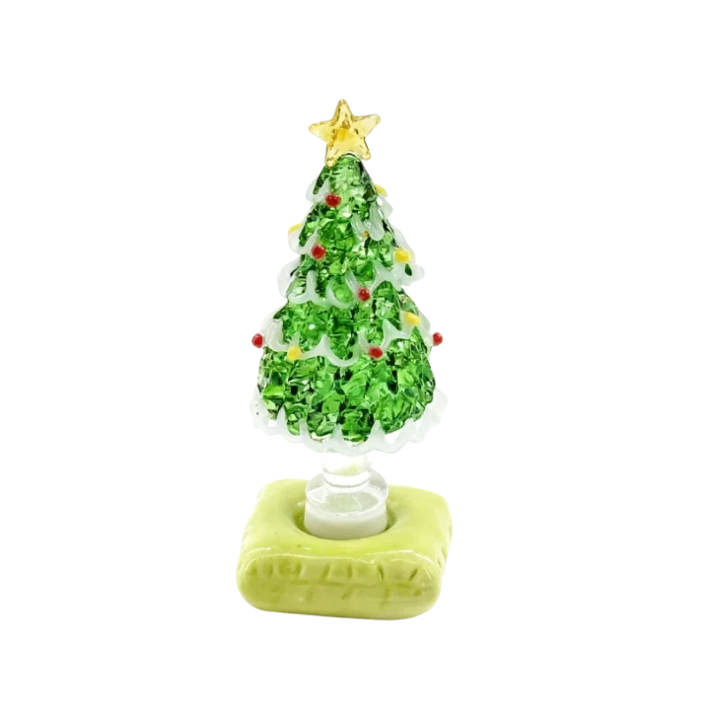 [Mini Green 4] Jingdezhen Porcelain Spinning Christmas Tree Ornament