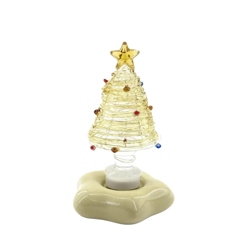 [Mini Yellow] Jingdezhen Porcelain Spinning Christmas Tree Ornament